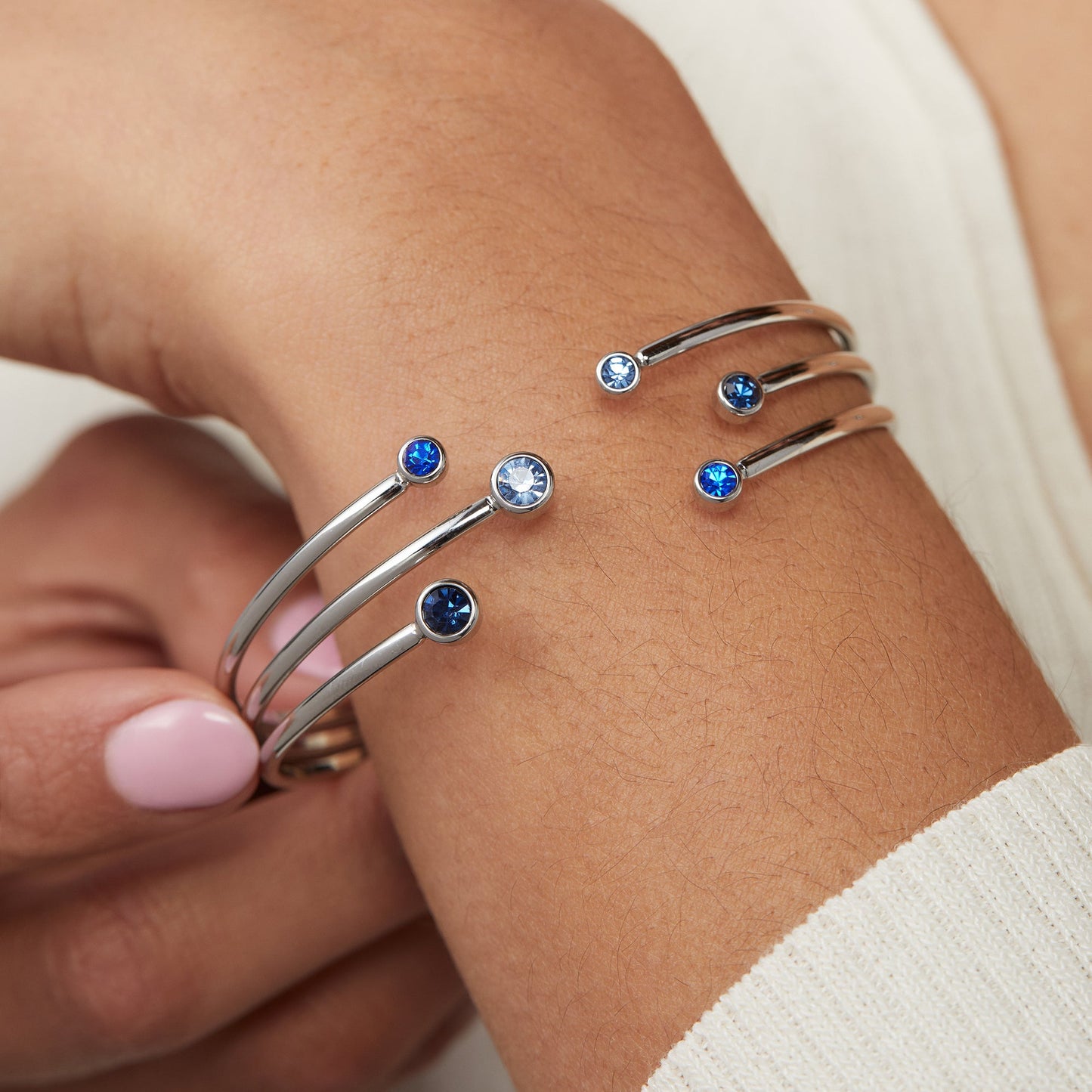 Multi Crystal Hinge Cuff Bracelet