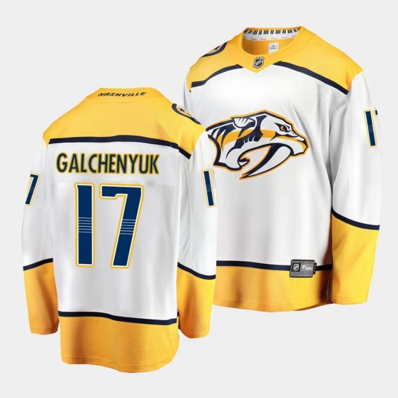 nashville predators #17 alex galchenyuk away white 2022-23 jersey breakaway player