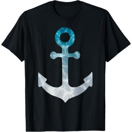 nautical ship boat captain sailing white teal anchor graphic T-Shirt Made in USA