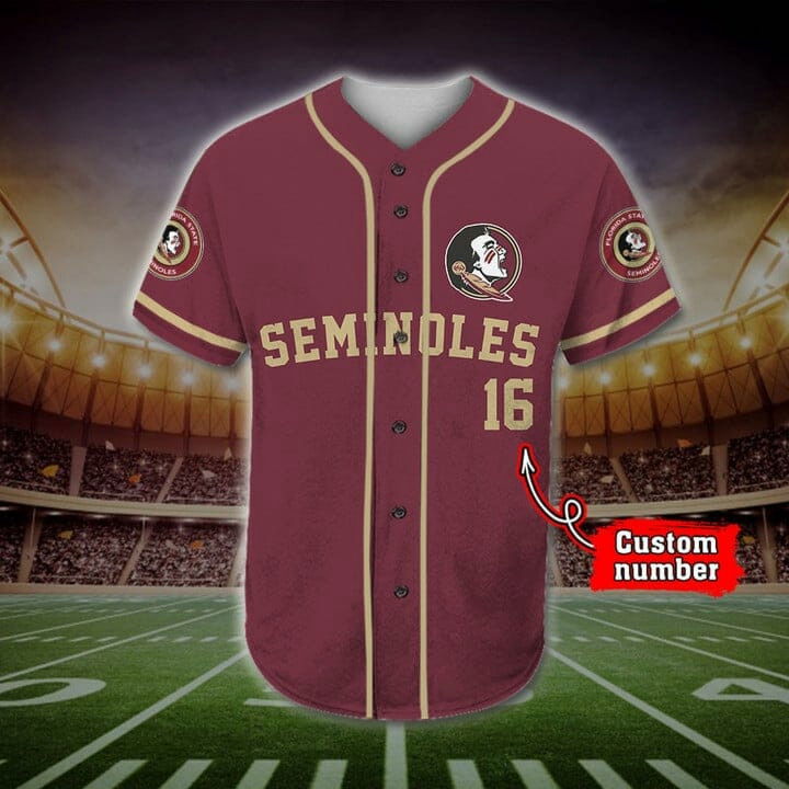 NCAA Florida State Seminoles Custom Name Number Mascot Baseball Jersey Unisex Shirt - Aopprinter
