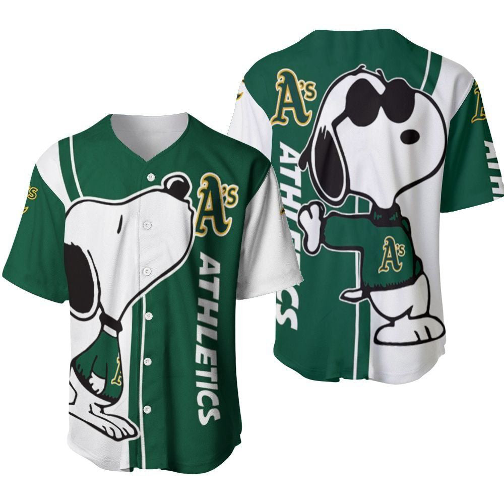 Oakland Athletics snoopy lover Printed Baseball Jersey - Gift for Women Men - Bafud