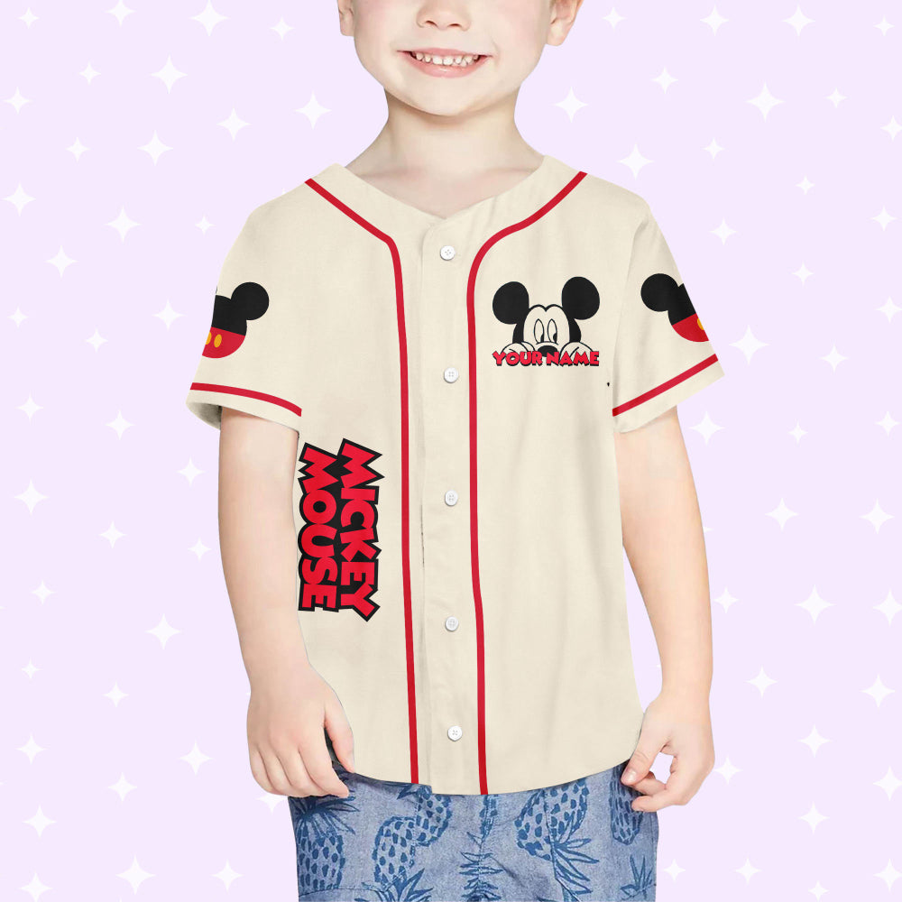 Disney Personalized Mickey Happy Baseball Jersey: Cute Sports Gifts for Fans Magic Kingdom Tee - Perfect Birthday Gift - Bafud