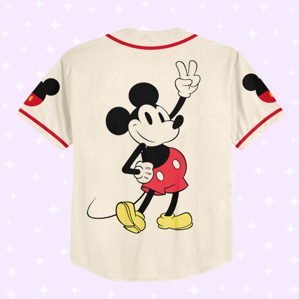 Disney Personalized Mickey Happy Baseball Jersey: Cute Sports Gifts for Fans Magic Kingdom Tee - Perfect Birthday Gift - Bafud