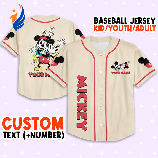 Cute Disney Mickey Love Jersey: Personalized Baseball Tee Perfect Birthday Gift for Fans - Magic Kingdom Sports Apparel - Bafud