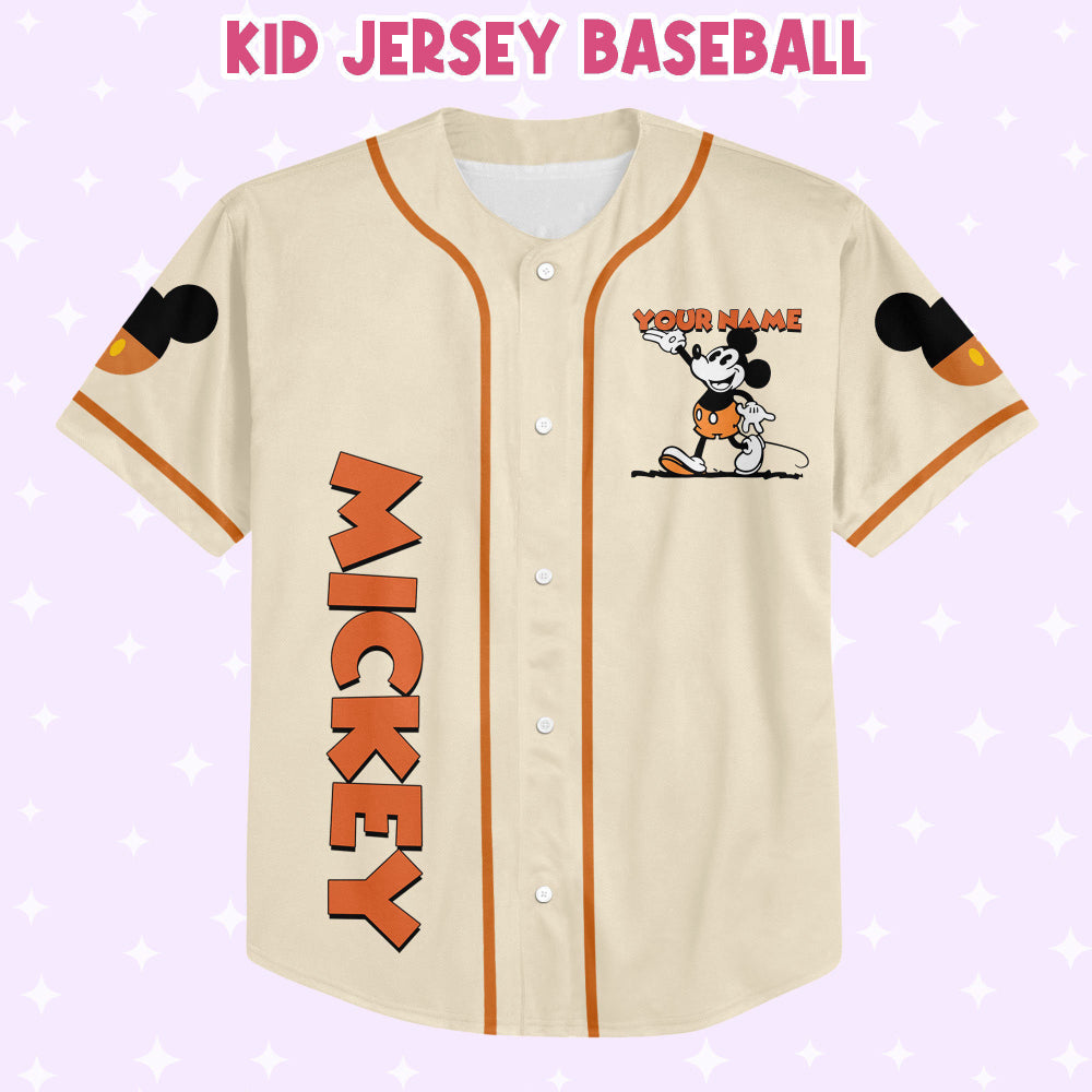 Vintage Mickey Jersey: Personalize Your Disney Baseball Style! Perfect Gift for Fans Magic Kingdom Tee Birthday Surprise! - Bafud