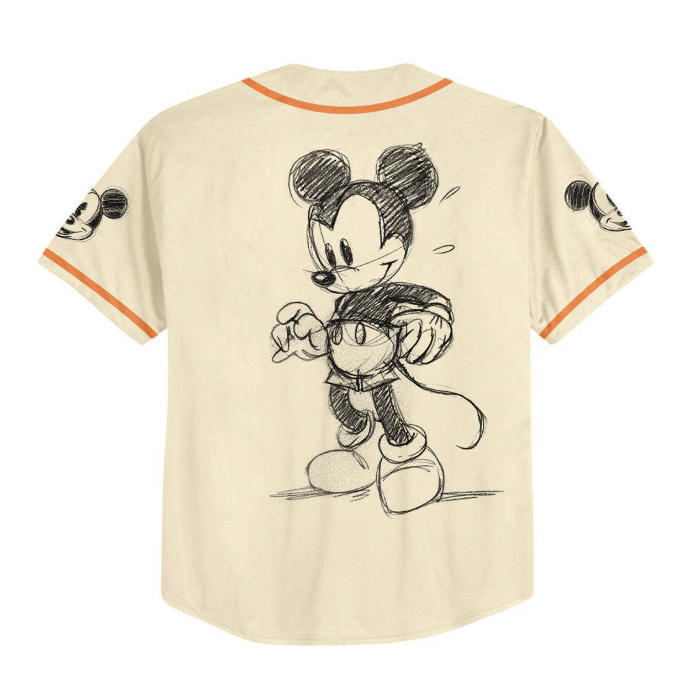 Personalize Mickey Classic Sketchup Jersey: Disney Baseball Sports Gift for Fans Best Birthday Present - Bafud
