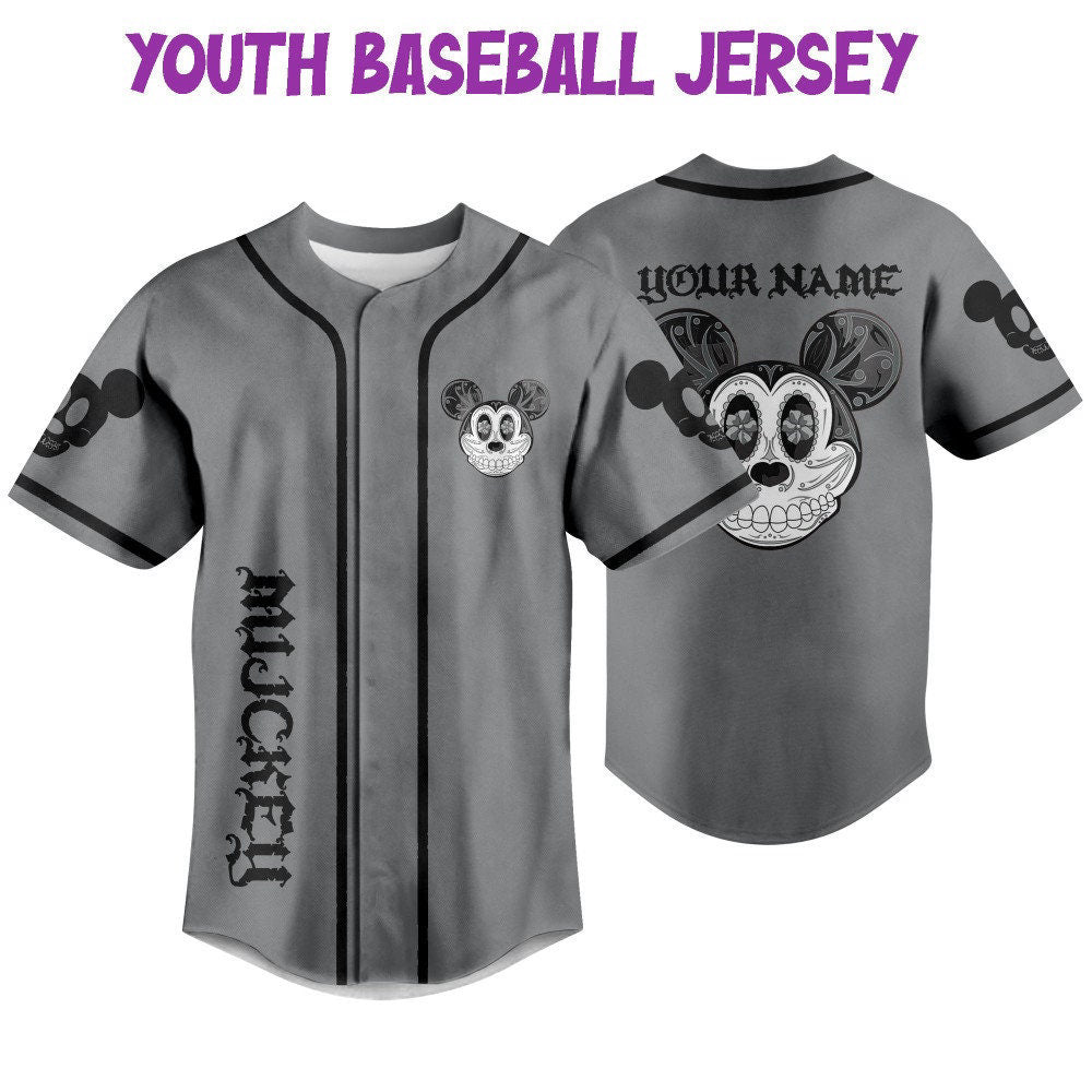 Mickey Mouse Sugar Skull Jersey: Customizable Disney Baseball Sports Gear Perfect Birthday Gift for Fans - Bafud
