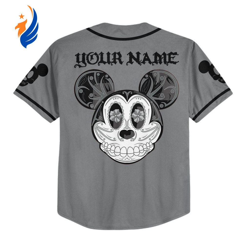Mickey Mouse Sugar Skull Jersey: Customizable Disney Baseball Sports Gear Perfect Birthday Gift for Fans - Bafud