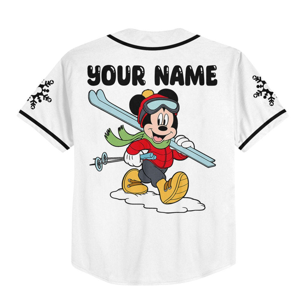 Disney Personalized Mickey Snow Jersey - Perfect Gift for Fans Cute Disney Baseball Sports Apparel - Bafud