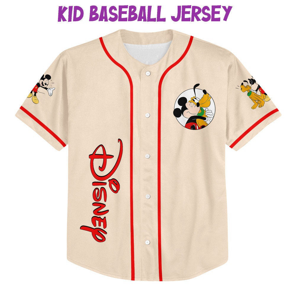 Vintage Disney Mickey and Pluto Baseball Jersey: Personalized Sports Gifts for Fans - Bafud