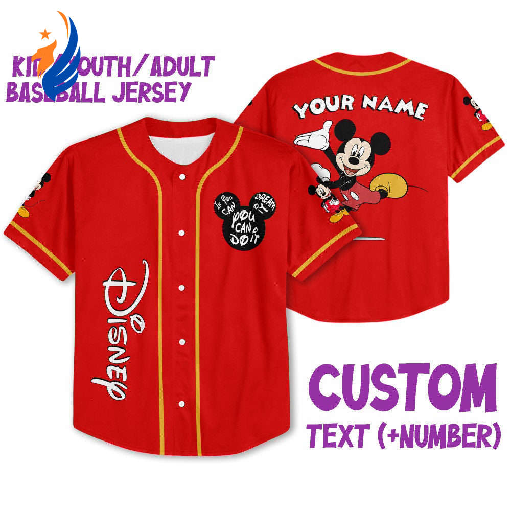 Vintage Disney Mickey Baseball Jersey: Personalize & Inspire with If You Can Dream It You Can Do It – Perfect Disney Gifts! - Bafud