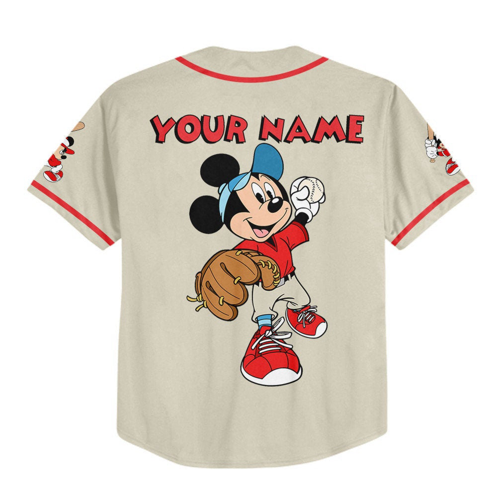 Vintage Disney Mickey Mouse Baseball Jersey: Personalized Sports Gift for Fans - Bafud