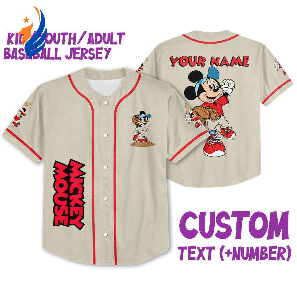 Vintage Disney Mickey Mouse Baseball Jersey: Personalized Sports Gift for Fans - Bafud