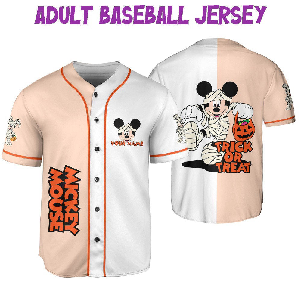 Personalize Vintage Disney Mickey Mummy Trick Or Treat Jersey – Perfect Gifts for Disney Fans! - Bafud