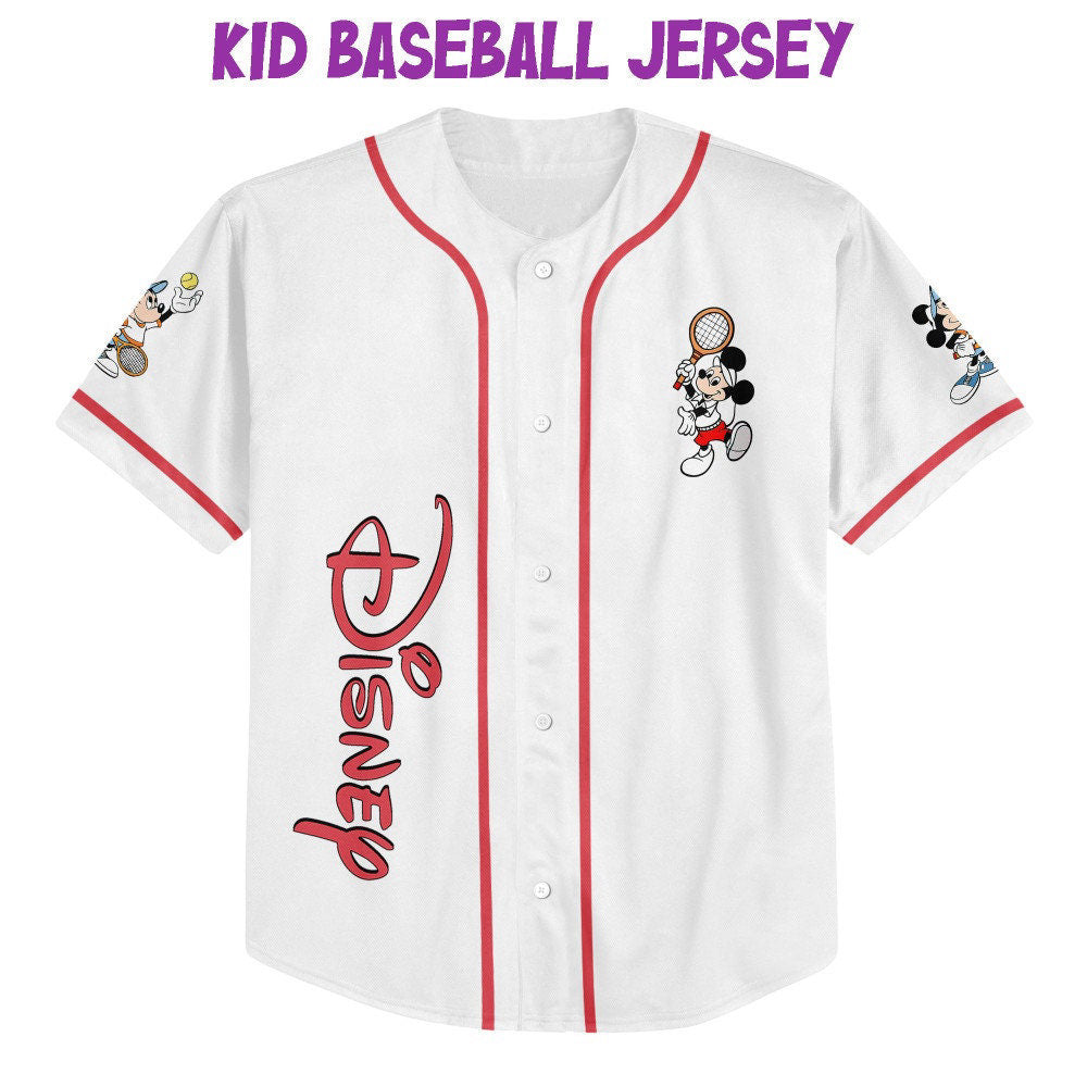 Vintage Disney Mickey Play Tennis Baseball Jersey - Perfect Gifts for Disney Fans - Bafud