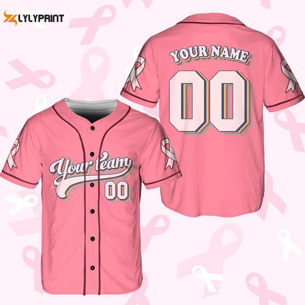 Personalized Breast Cancer Team Name And Number Baseball Jersey For Men Women - lylyprint.com