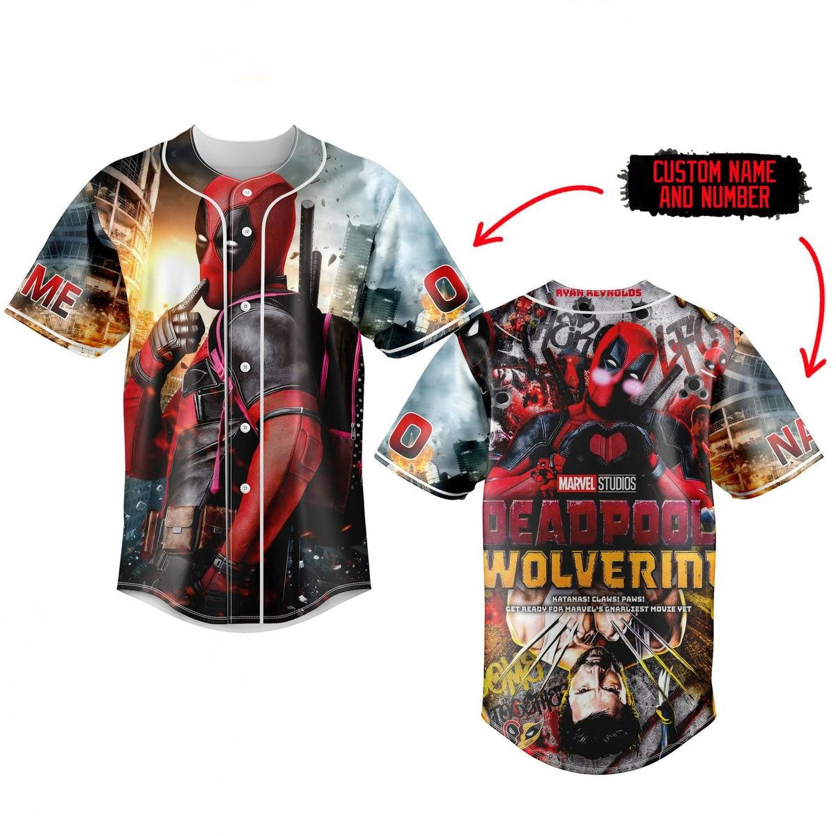 Personalized Deadpool & Wolverine Cool Baseball Jersey T-Shirts, Hoodie, Sweatshirt | WearSparks.com