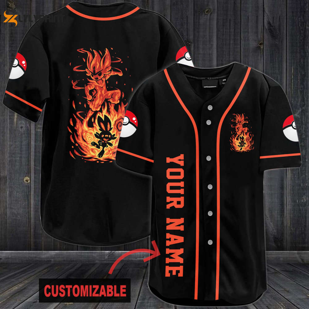Personalized Fire Pokemon Baseball Jersey - lylyprint.com