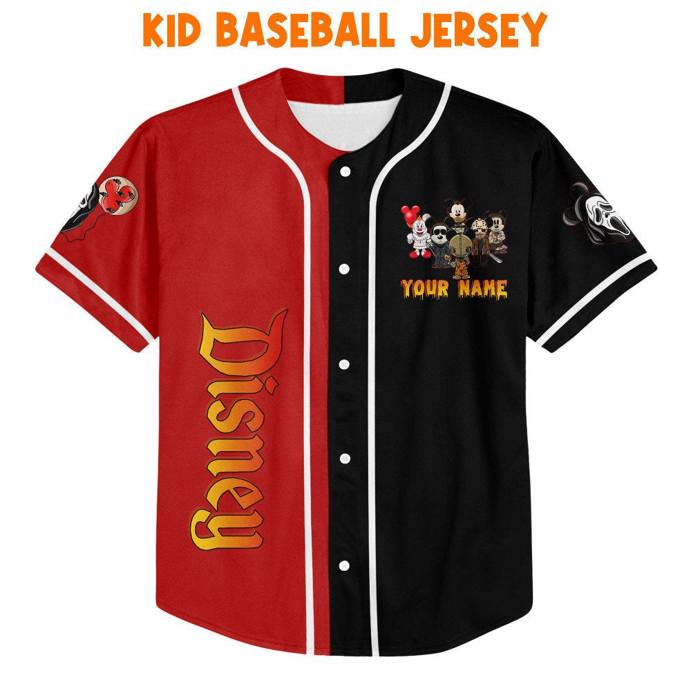 Spooky Personalized Horror Disney Mickey Mouse Costume: Scary & Cute Gifts for Fans! Disney Baseball Jersey Sports - Bafud