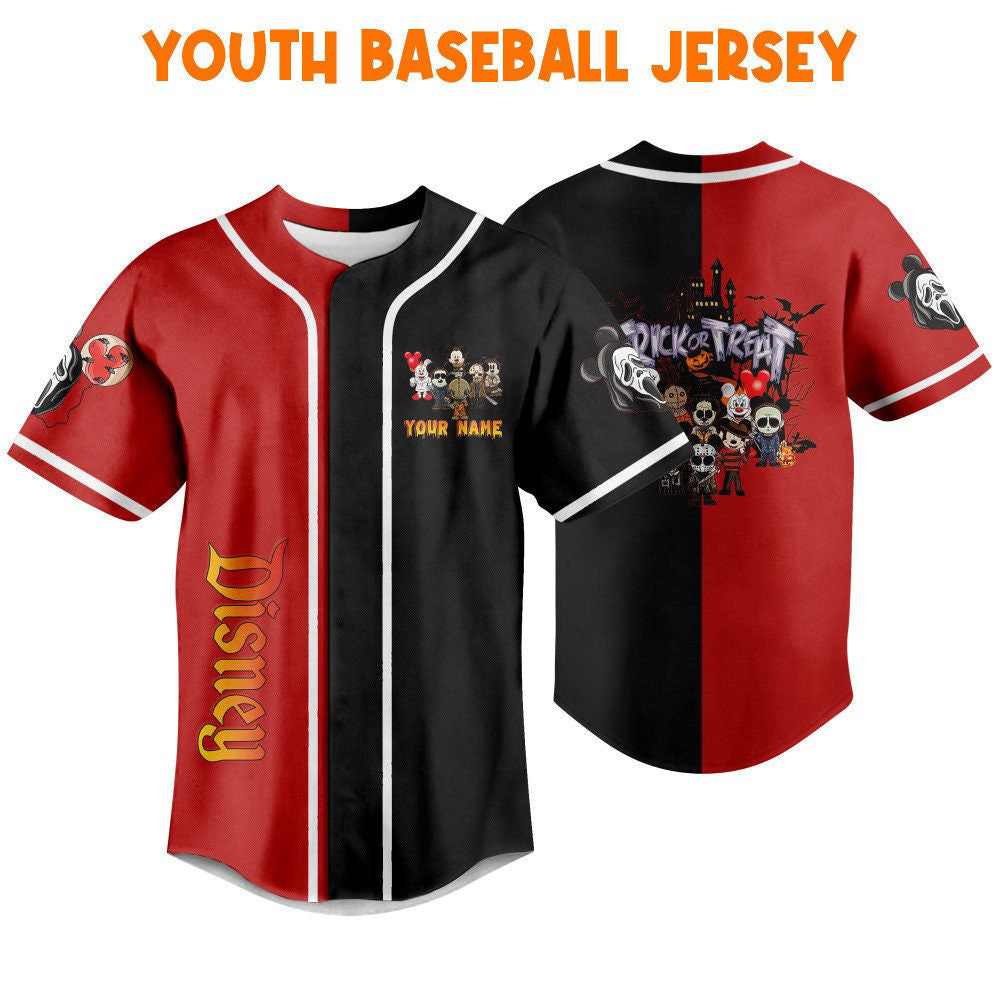 Spooky Personalized Horror Disney Mickey Mouse Costume: Scary & Cute Gifts for Fans! Disney Baseball Jersey Sports - Bafud