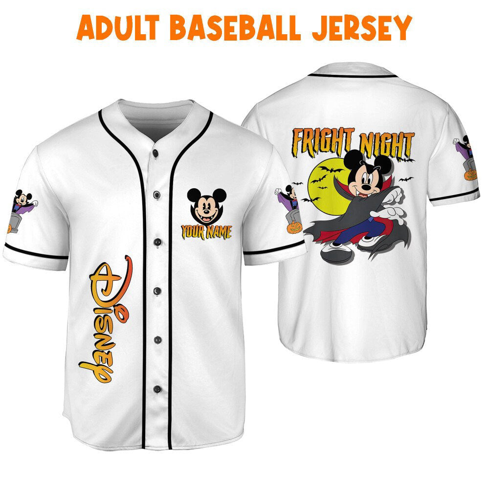 Personalized Horror Disney Mickey Mouse Fright Night Baseball Jersey - Cute Gifts for Fans of Disney Sports - Bafud