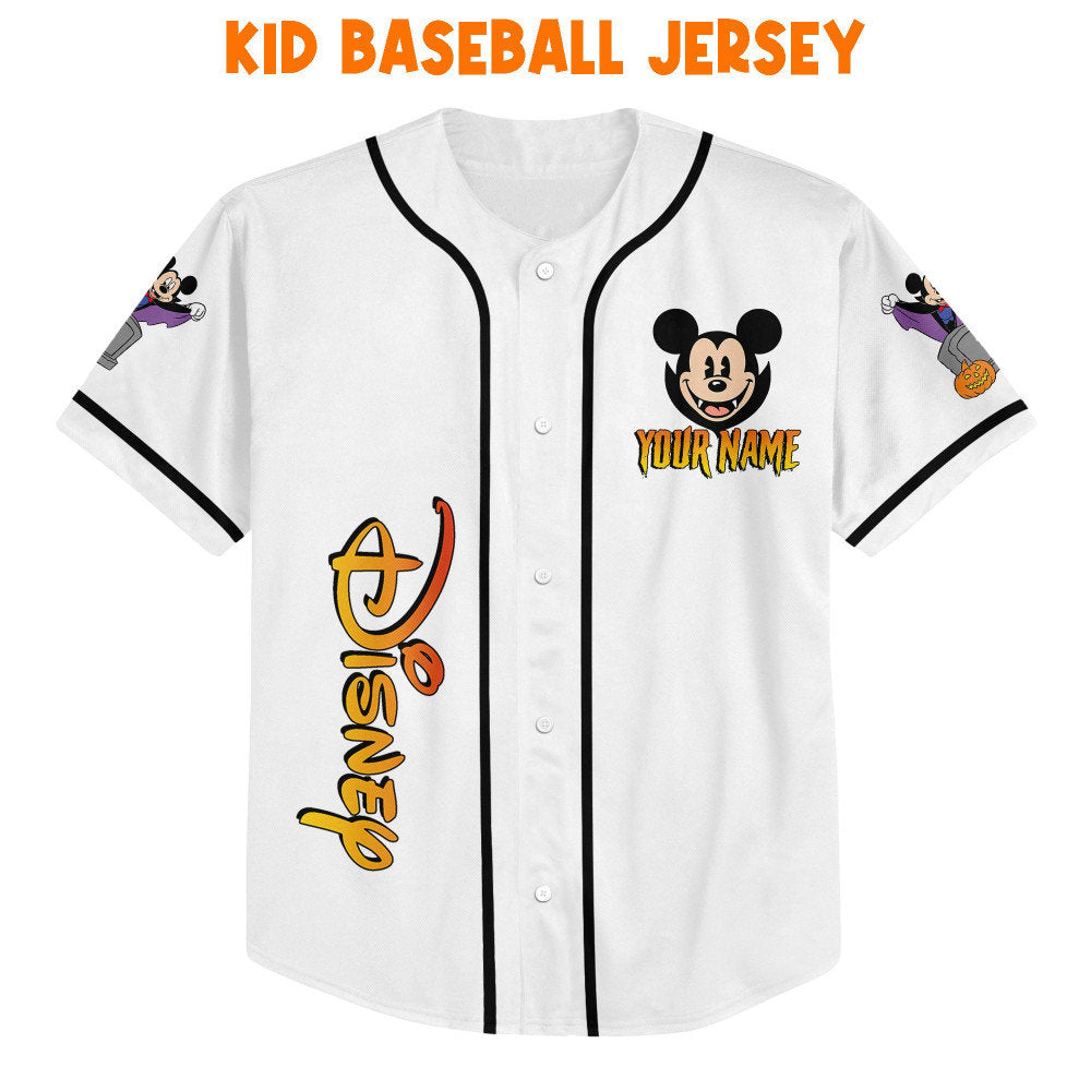 Personalized Horror Disney Mickey Mouse Fright Night Baseball Jersey - Cute Gifts for Fans of Disney Sports - Bafud