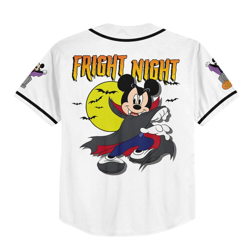 Personalized Horror Disney Mickey Mouse Fright Night Baseball Jersey - Cute Gifts for Fans of Disney Sports - Bafud