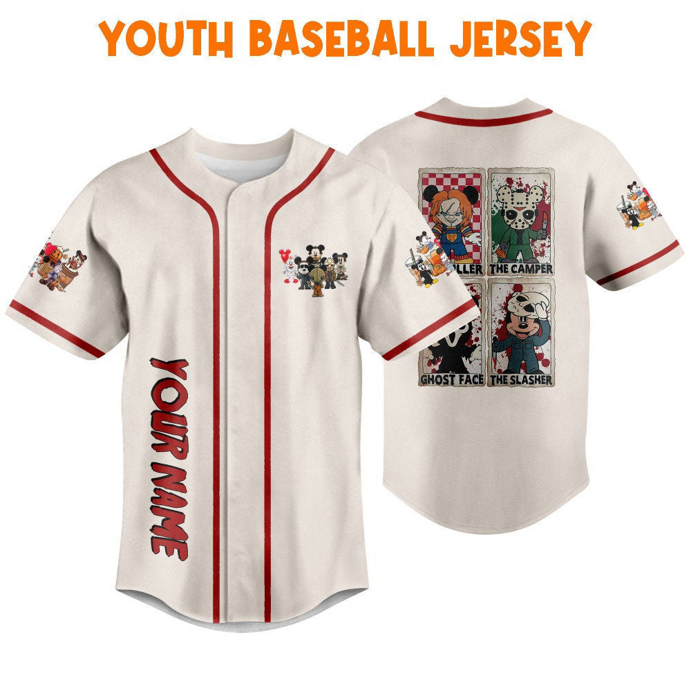 Personalized Horror Disney Mickey Mouse Baseball Jersey - Cool & Cute Gifts for Fans Disney Horror Characters Sports Gear - Bafud