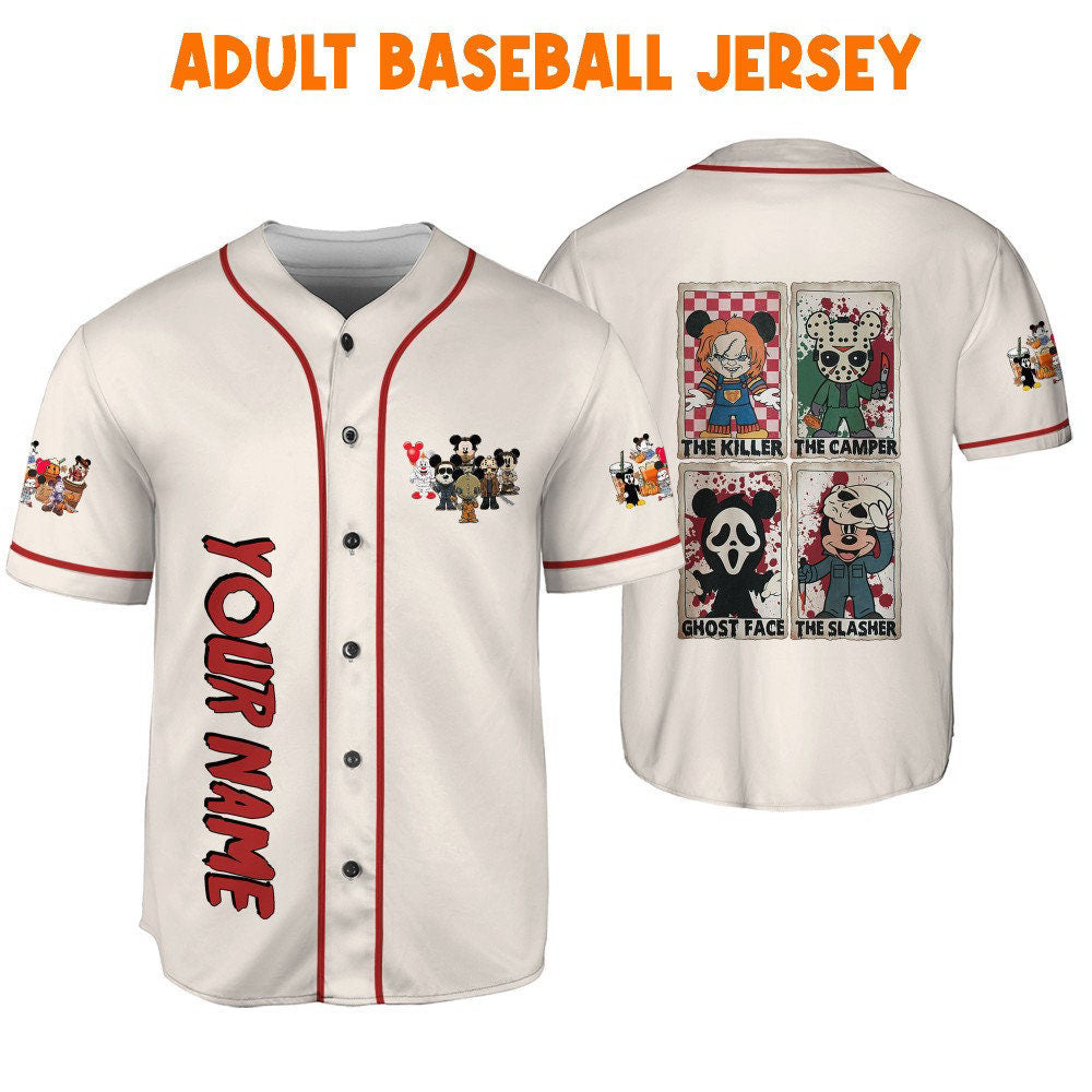 Personalized Horror Disney Mickey Mouse Baseball Jersey - Cool & Cute Gifts for Fans Disney Horror Characters Sports Gear - Bafud