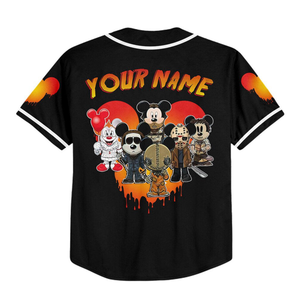 Disney Horror Mickey Mouse Killer Characters Baseball Jersey - Perfect Gifts for Fans & Sports Enthusiasts - Bafud