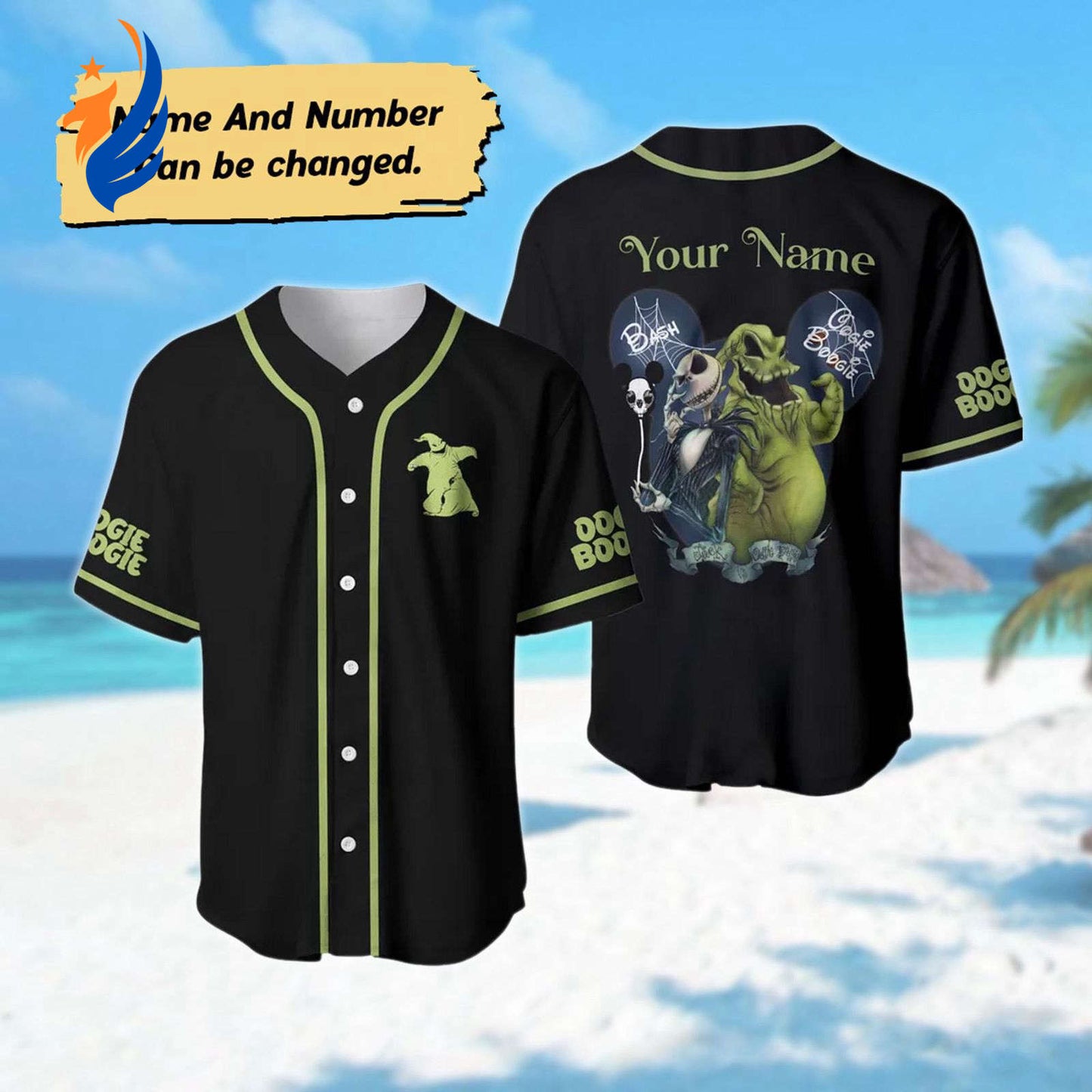 Spooktacular Nightmare Before Christmas Baseball Jersey โ Personalized Jack Skellington & Oogie Boogie Design Perfect Halloween Gift! - Bafud