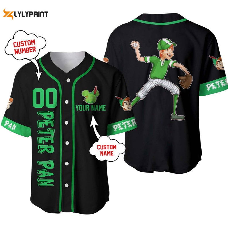 Personalized Peter Pan Playing Baseball All Over Print Baseball Jersey - lylyprint.com