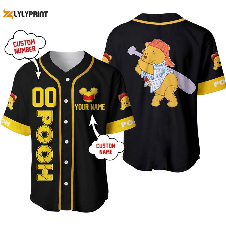 Personalized Winnie The Pooh Playing Baseball All Over Print Baseball Jersey - lylyprint.com