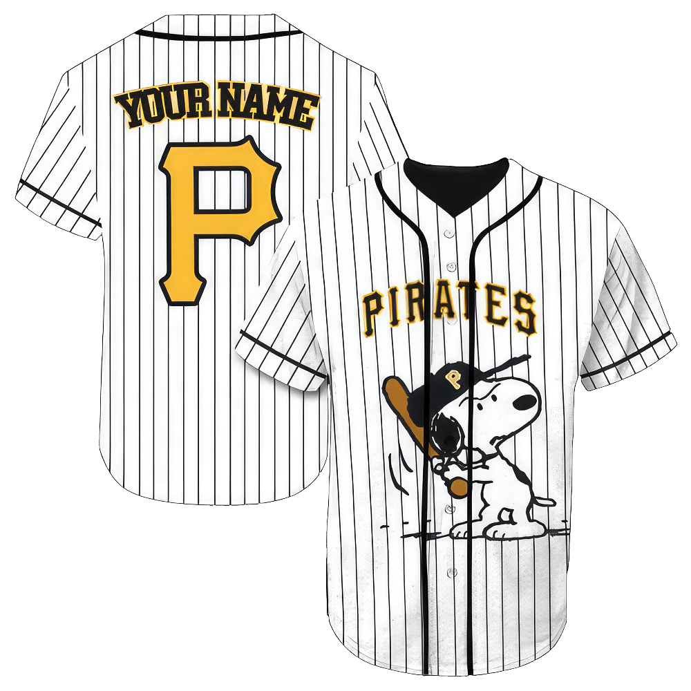 Pittsburgh Pirates Snoopy Name Personalized Baseball Jersey Shirt FV256 - Gift for Women Men - Bafud