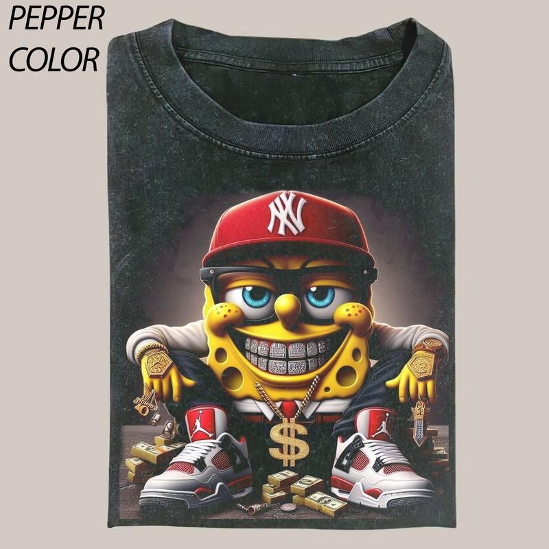 pongeBob SquarePants T-shirt, Kill shirt, Freestyle, Drip Cartoon Graphic Tee, Funny T-shirt, Unisex Movie Shirt Menswear
