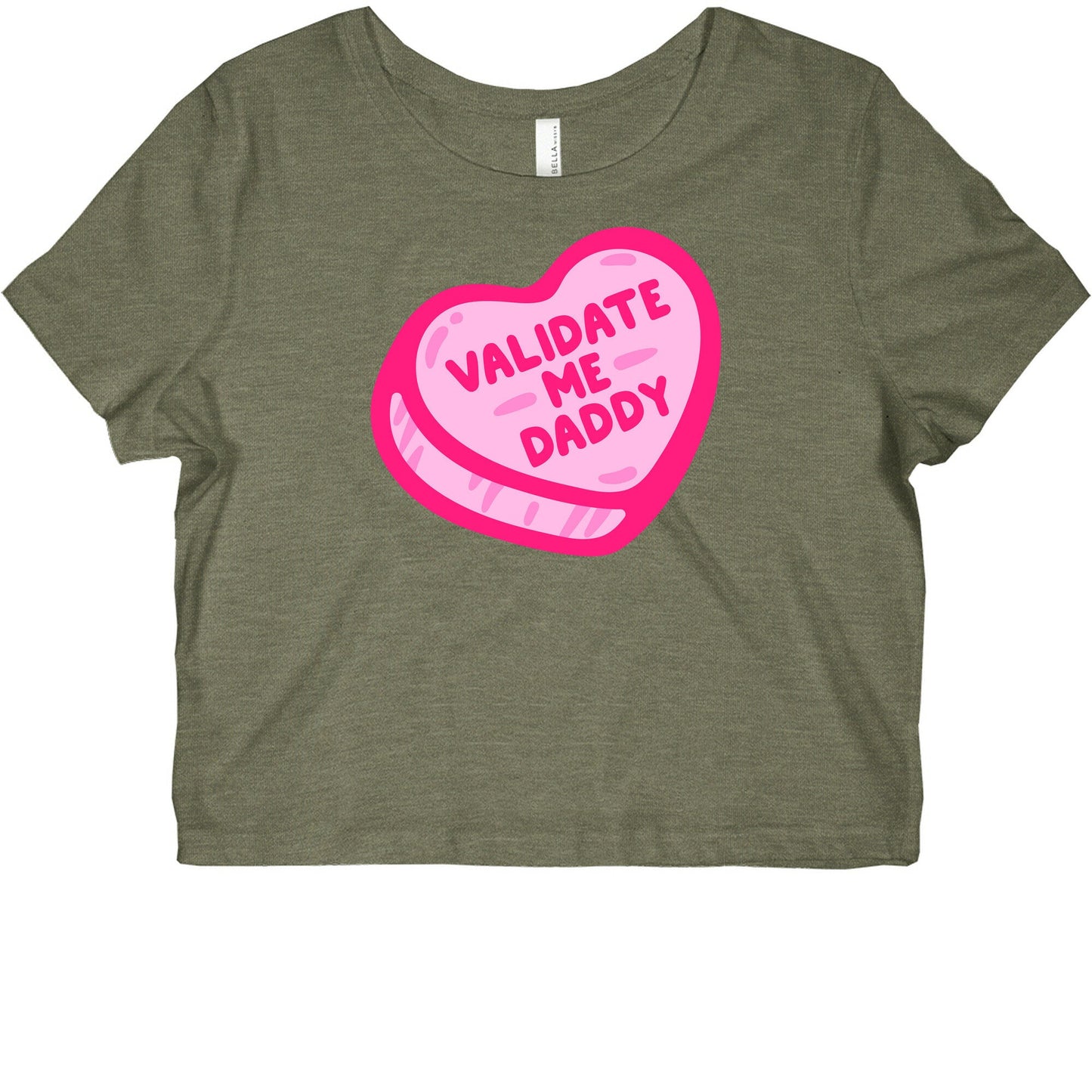 Validate Me Daddy Candy Heart White Print Graphic Baby Tee