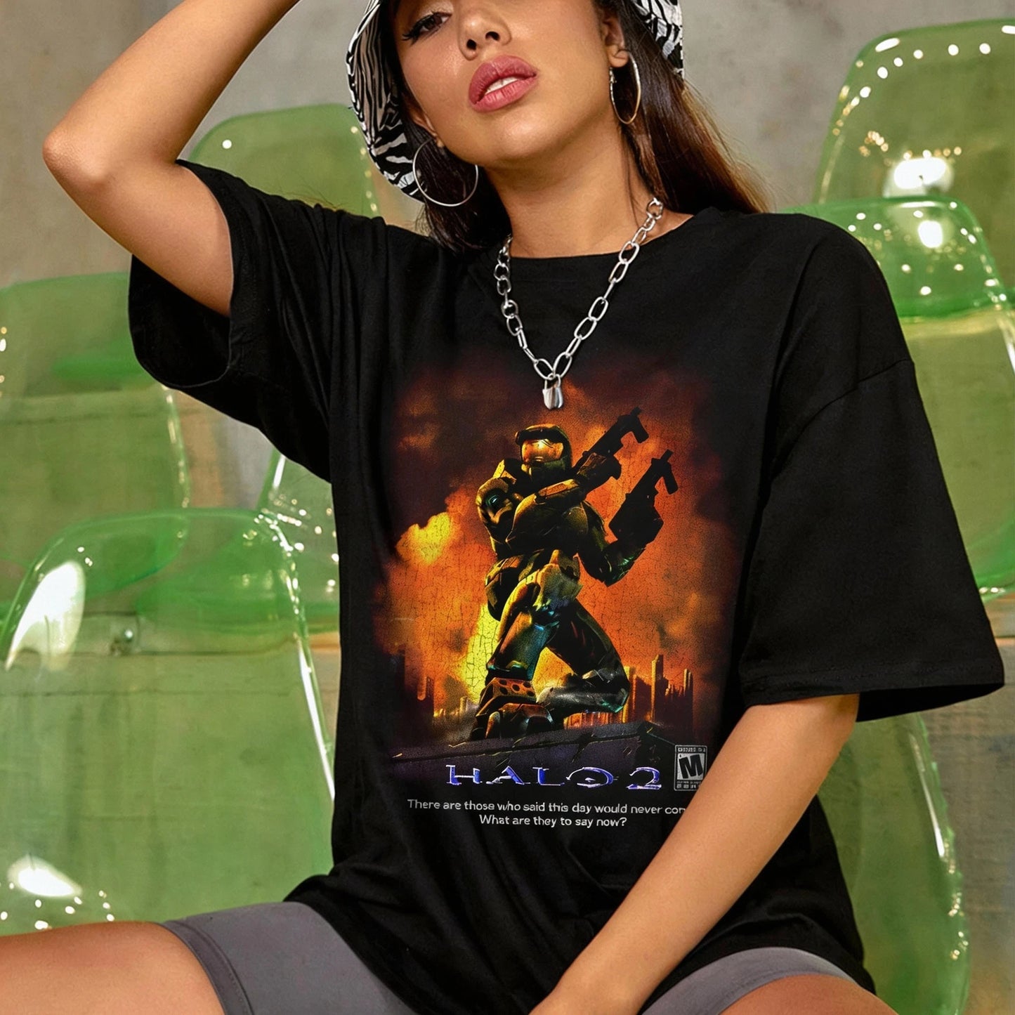 Halo 2 Master Chief T Shirt Retro Bootleg Video Game Graphic Tee Unisex S-5XL