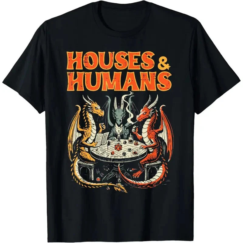 Gaming Houses Humans Funny Rpg Parody Gamer Men T-Shirt - TYPE 1