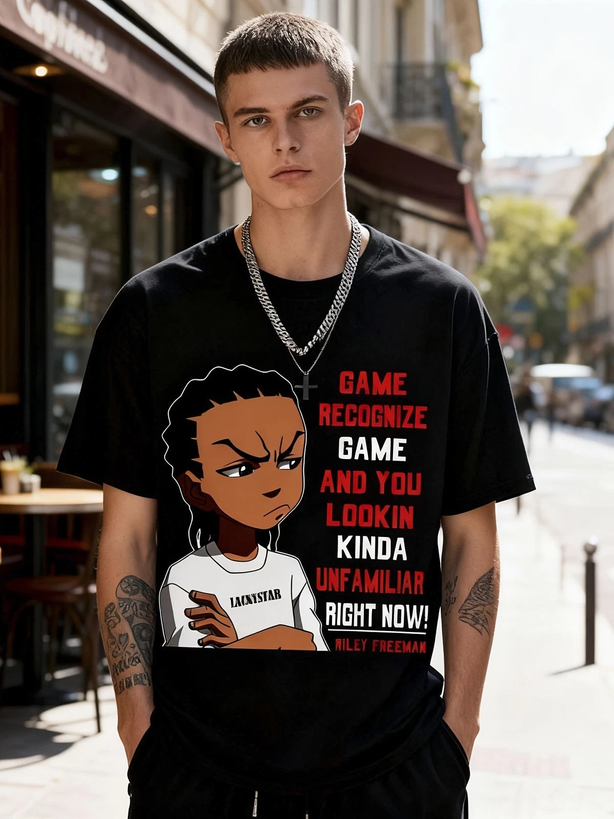 Men'S Anime Graphic T-Shirt 100% Oversized Streetwear Tee with Game Recognize