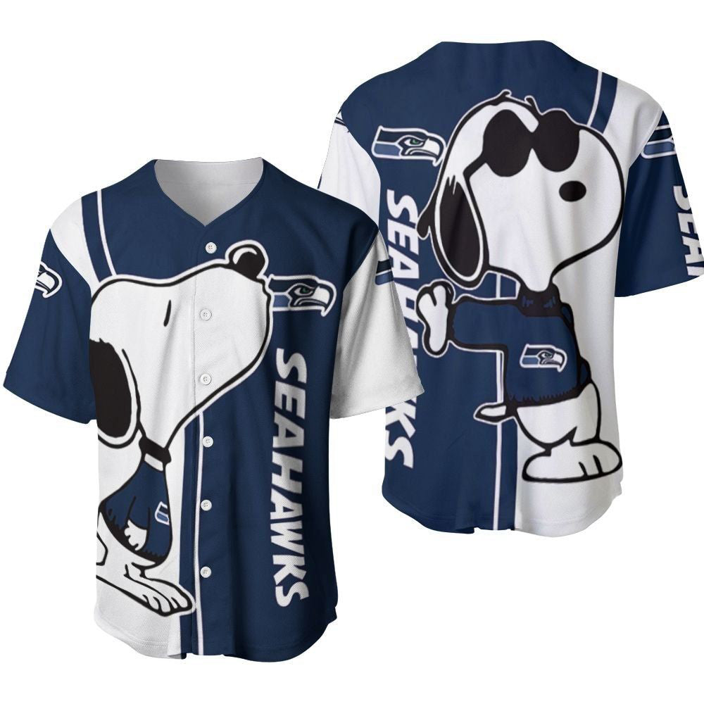 Seattle Seahawks snoopy lover Printed Baseball Jersey Gift for Men Dad - Gift for Women Men - Bafud