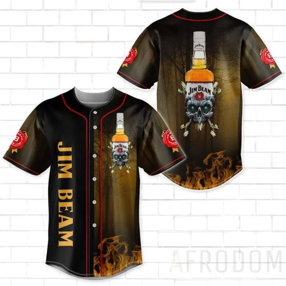 Skull With Jim Beam Baseball Jersey - Aopprinter T-Shirts, Hoodie, Sweatshirt | WearSparks.com (Image 2)