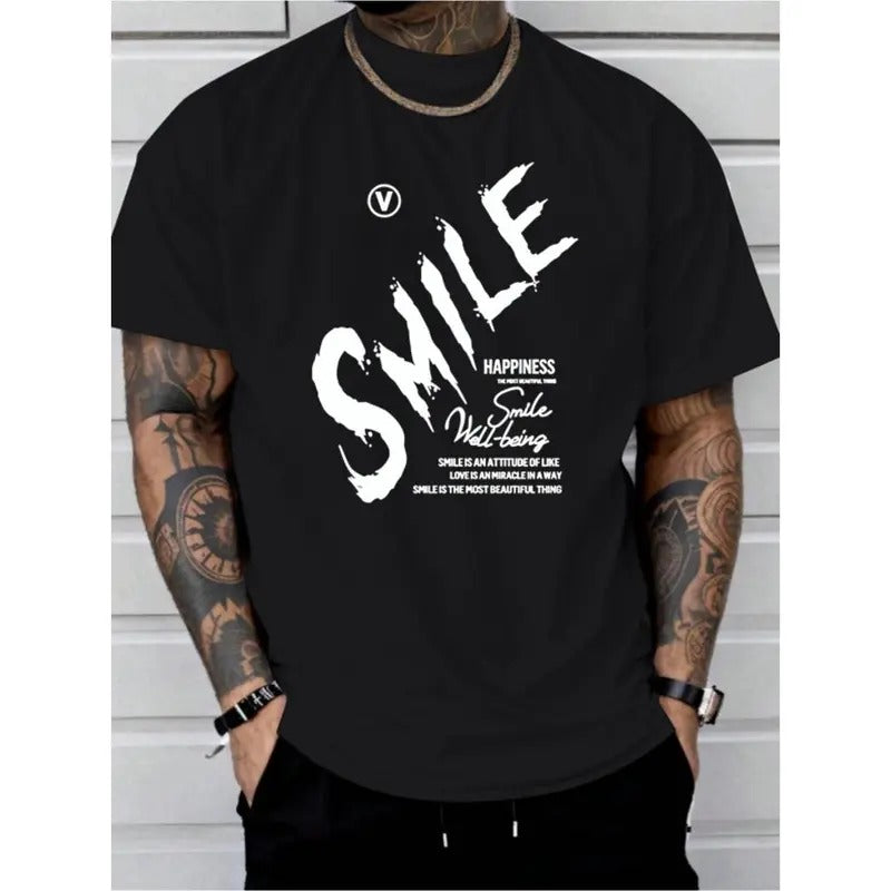 smile print tee shirt, Tees for Men, Casual Short Sleeve T-shirt for summer Made in USA Hoodie, Sweatshirt | WearSparks.com