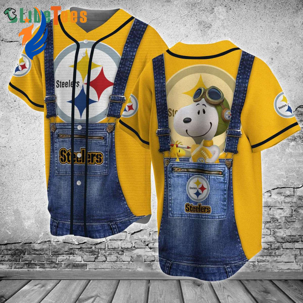 Snoopy Yellow Pittsburgh Steelers Baseball Jersey - Perfect Gifts For Your Loved Ones Jersey Shirt - Gift for Women Men - Bafud