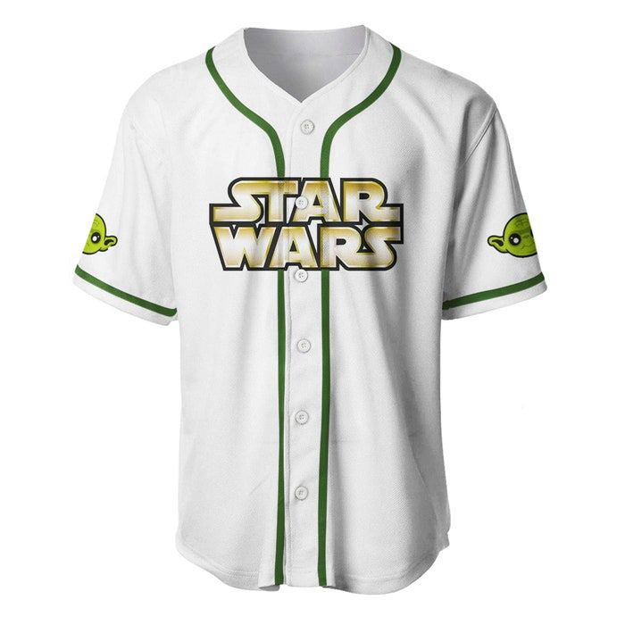 Star Wars Baby Yoda White Green Disney Unisex Cartoon Graphic Casual Outfits Custom Baseball Jersey Gifts for Fans - lylyprint.com