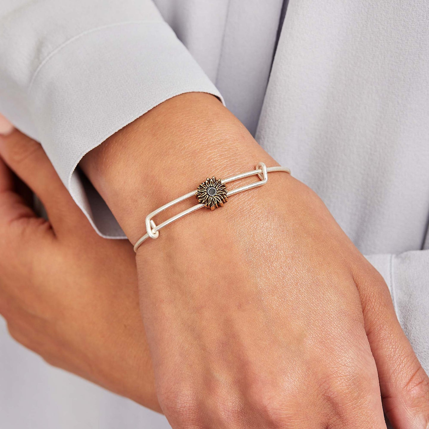 Sunflower Bead Charm Bangle