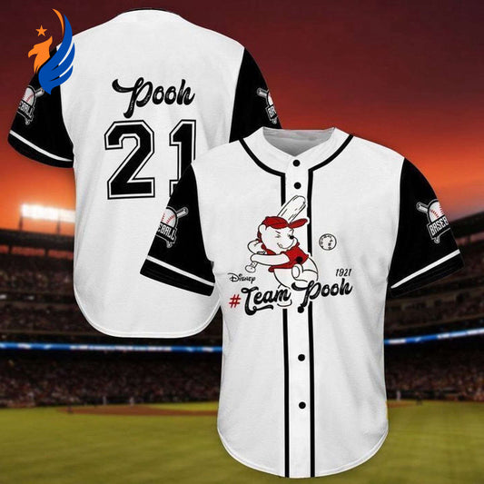 Premium White Football Jersey: Team Pooh Player Gift for Sports Lover - Baseball-Inspired Design - Bafud