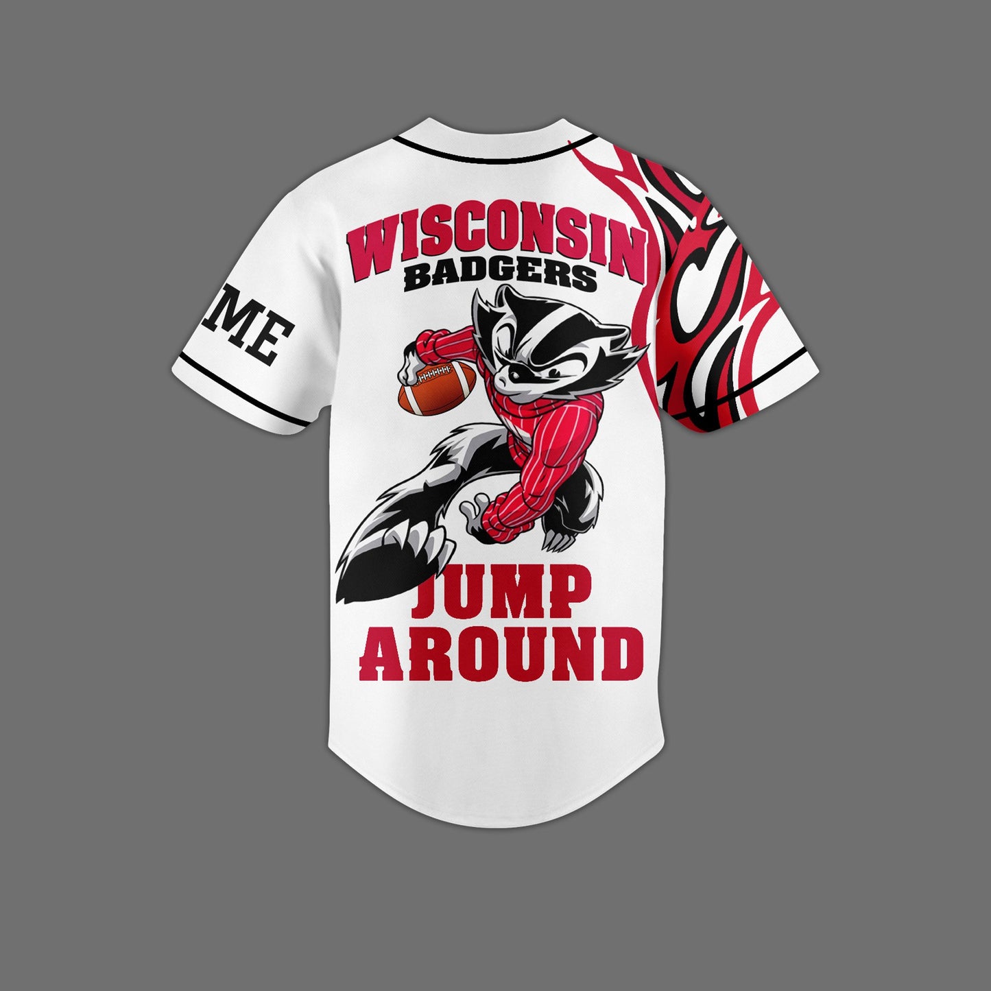 Wisconsin Badgers Football Jump Around Sport Baseball Jersey