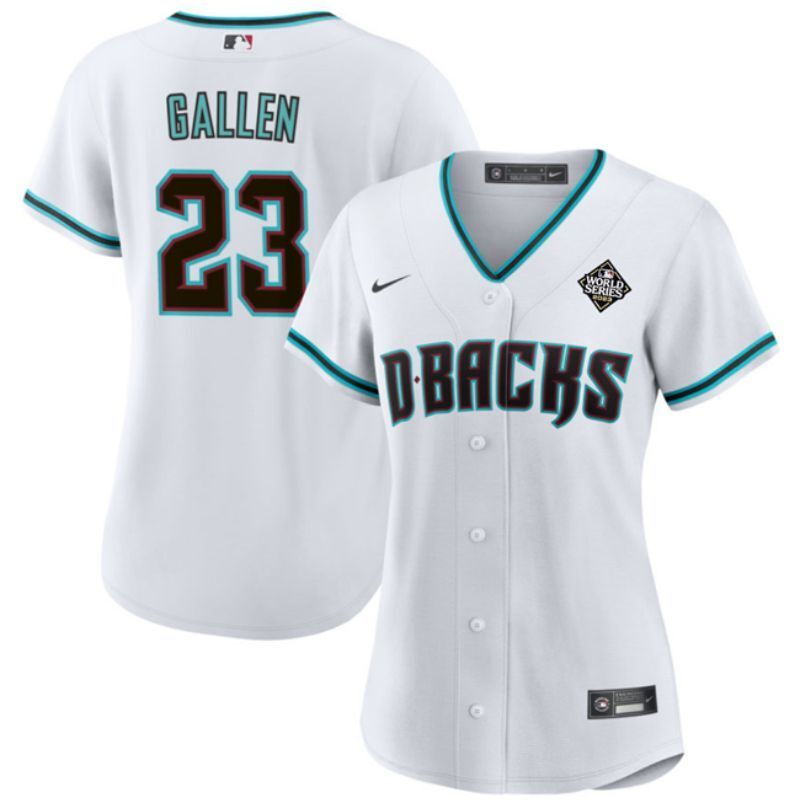 women arizona diamondbacks #23 zac gallen white 2023 world series stitched baseball