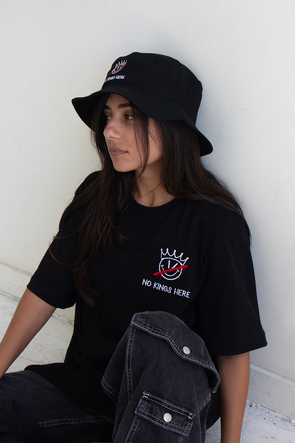 No Kings Here Embroidered Logo T-shirt Hoodie, Sweatshirt | WearSparks.com (Image 2)