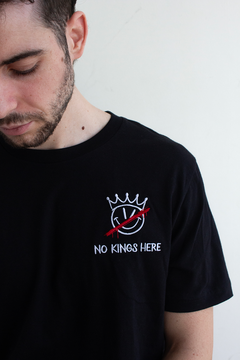 No Kings Here Embroidered Logo T-shirt Hoodie, Sweatshirt | WearSparks.com (Image 1)